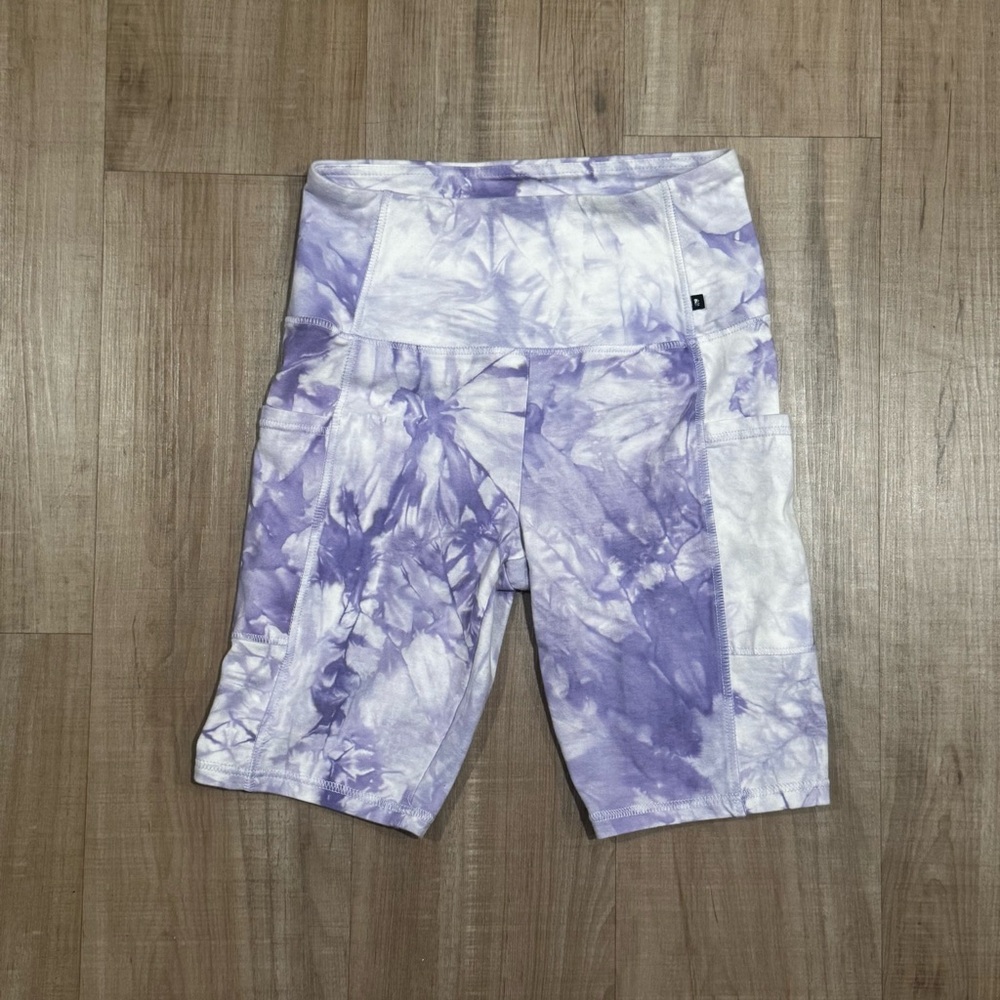 Marika Lavender Tie-Dye Biker Athletic Shorts with Pockets Size S